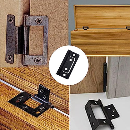 Bi-Fold Door Hardware 8 Pack Non-Mortise Door Hinges Heavy Duty Bifold Butt Cabinet with Mounting Screws Stainless Steel Ball Bearing Black