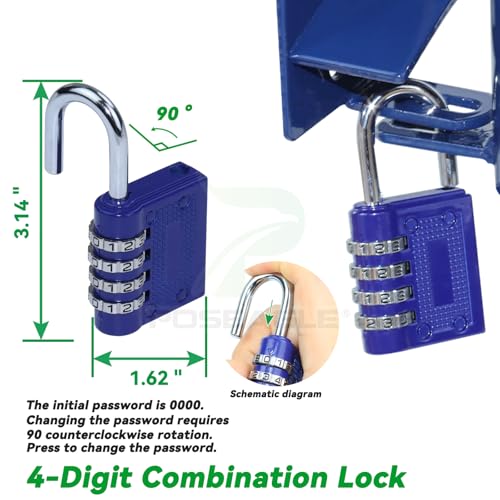 Blue S16100100 Two Way Lockable Gate Latch with Hardware, 4-Digit Combination Lock, L Hex Socket Wrench and a 2 inch Philip Screwdriver for Metal Gates with 1-5/8" to 2" Diameter Round Tubes - color: A03 1xLockable Gate Latch for 1-5/8" to 2" Tubes