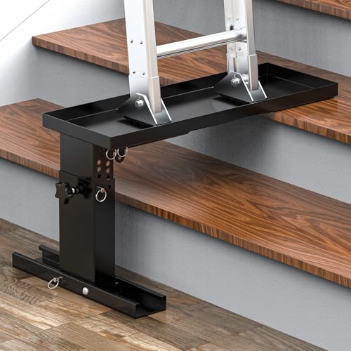 Foldable Ladder Leveler for Stairs, Adjustable 10.2"-16.45" H & 13.38"-19.3" Width Stair Ladder Platform, Ladder Extender for Stairs with Non-Slip Pads, Fits Extension, Straight & Telescopic Ladders