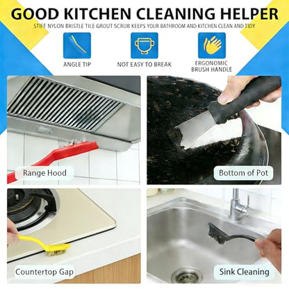 Crevice Cleaning Brush Set (12 Pack) – Hard Bristle Gap Cleaning Tool for Window Tracks, Grout & Bathroom Corners – Thin Deep Cleaning Brush for Kitchen Sink, Sliding Door Tracks & Tight Spaces