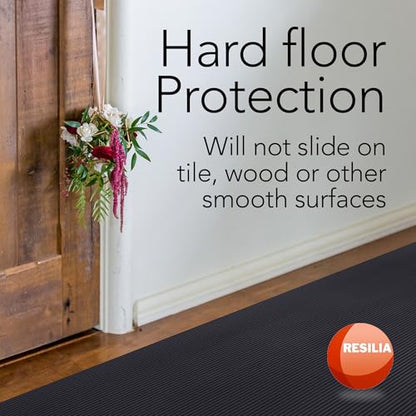 RESILIA Black V-Groove Utility Runner - Waterproof Vinyl Floor/Surface Protector, Heavy Duty Mats, Indoor Hardwood, Hard Floors, Garage, Hallway, Entryway, Kitchen, & Outdoor, 27” x 12’, Made in USA - size: 27" x 144"