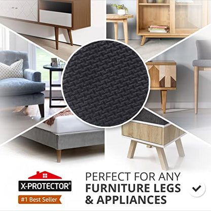 X-Protector Non Slip Round Anti Slip Pads - Self-Adhesive Rubber - 60 PCS, 1' - Ideal Furniture Stoppers for Hardwood Floors - size: 60 Round 1"