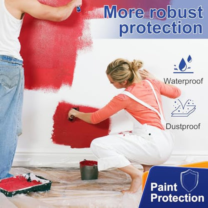 3Pcs Plastic Drop Cloth - 1Mil Thick, 9x12 Ft, Thickened Painter's Sheet for Painting, Furniture, Walls, and Floor Protection - size: 1mil-3Pack