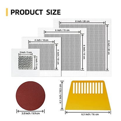 Drywall Patch Kit,12 Pcs Aluminum Drywall Repair Kit for Holes, 2/4/6/8 inch Self Adhesive Fiberglass Wall Hole Patch Kit for Drywall, Sheet Rock, Aluminum Metal Sheetrock Ceiling Dry Wall Patch - color: 12Pcs Wall Patch