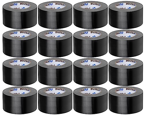 16 Pack Black Duct Tape Heavy Duty Bulk, 2 inch x 30 Yards,Strong No Residue All-Weather Duct Tape, Waterproof, Tear by Hand, Multi-Use for Indoor & Outdoor Repairs, Industrial, Professional Use - color: Black, size: 2 in x 30 Yards-16 Rolls
