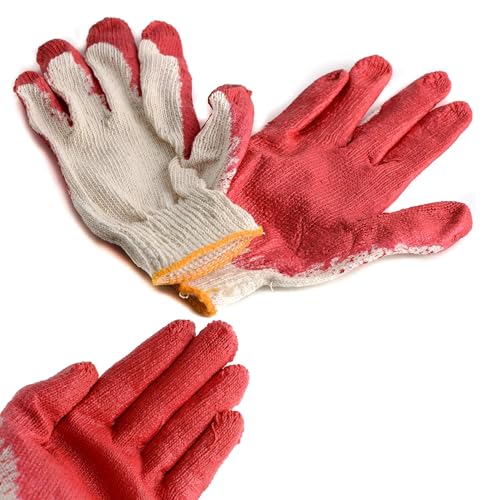 [30 Pack] Latex Dipped Nitrile Coated Work Gloves Small - String Knit Cotton Coated Work Safety Gloves Great for Construction, Warehouse, Home, Landscaping, Moving, Mechanic Cotton Disposable Gloves