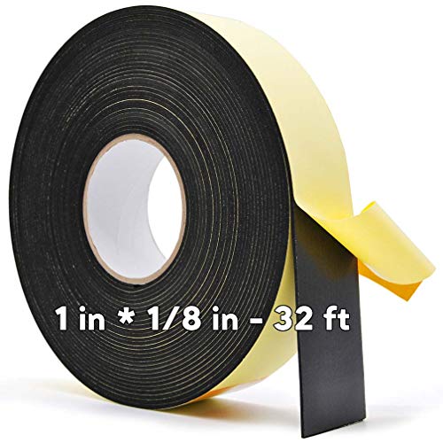 Adhesive Foam Strips -1" W x 1/8" T- Neoprene Weather Stripping High Density Foam Tape Seal for Doors and Windows Insulation - size: 1in x 1/8in - 32ft