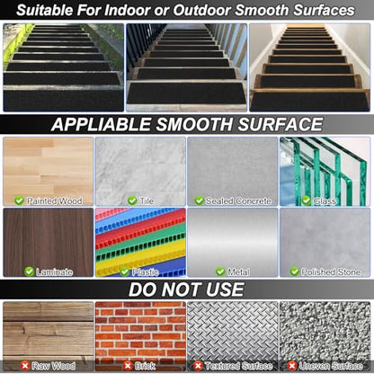 SMILOOL Outdoor Stair Treads Non-Slip Step Strips for Wooden Steps 5 Pack 6” x 30” Anti Slip Grip Tape Precut for Outside Stairs, Non Skid Stair Tread Mats Weather Resistant for Outdoors, Black - size: 6" x 30"