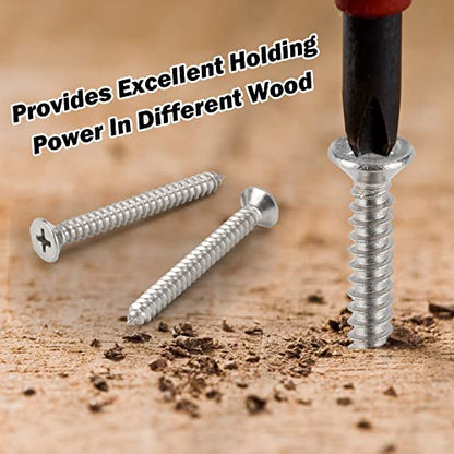 50 PCS #10X3 Stainless Steel Phillips Flat Head Wood Screws,Stainless Steel 18-8 A2(304) Screw,Home Screw Kit by QISHENG - color: Colorless, size: #10x3"