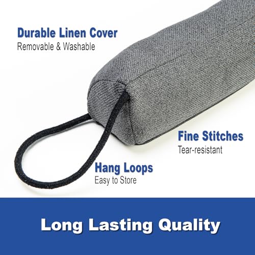 YOUFI 32 Inch Weighted Door Draft Stopper, 3.5lb Heavy Under Door Draft Blocker, Self-Resetting Gap Filler Seal Blocks Cold, Hot Air, Noise, with Non-Slip Bottom, Machine Washable Cover