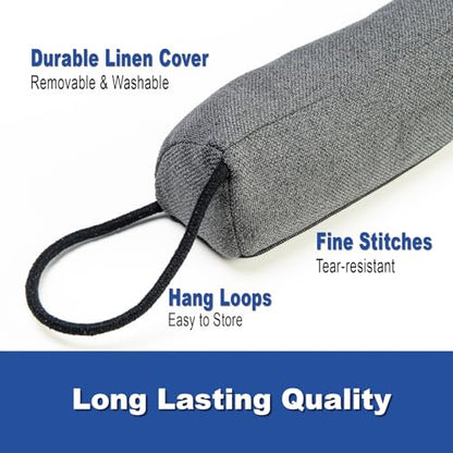 YOUFI 32 Inch Weighted Door Draft Stopper, 3.5lb Heavy Under Door Draft Blocker, Self-Resetting Gap Filler Seal Blocks Cold, Hot Air, Noise, with Non-Slip Bottom, Machine Washable Cover