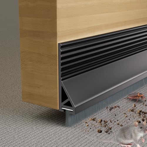39” Under Door Draft Stopper with Brush,Bottom of Door Sweeps for Exterior & Interior,Gap Filler Sound Blocker Seal Strip,Draft Guard Dust Stopper(Black) - color: Black, size: 39"×1Pack