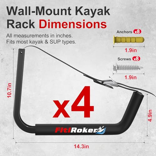 Kayak Storage Rack – 100LB Heavy Duty Kayak Wall Mount with Foam Padding & Straps | Kayak Rack for Garage, Wall Mounted Storage Hooks for Canoes, Paddle Boards, Ladders, Bikes (Square Tube) - style: Square Tube