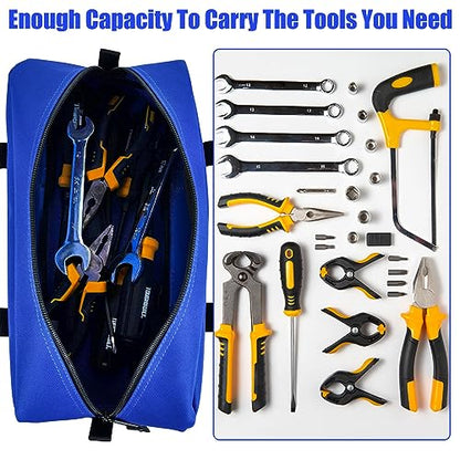 MELOTOUGH Utility Tool Tote bag Combo Kit-Includes 2 Medium Tool Organizer Bags for Electrician, Plumbing, Gardening, HVAC & More (14 inch,Black&Bule) - color: Black & Blue