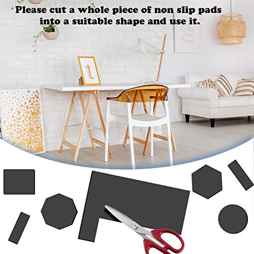 4 Pcs Non Slip Furniture Pads 6 x 4 Inch Self Adhesive Rubber Pads with Anti Grip Cuttable Rubber Self Stick Sheet for Furniture and Appliances
