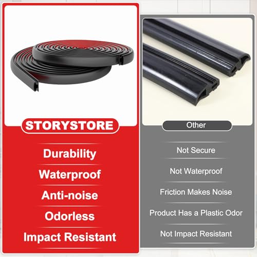 Storystore 33 FT Rubber Weather Stripping Door Seal Strip, Self-Adhesive Door Weather Stripping Soundproofing for Door Frame Insulation Window Large Gap, Easy Cut to Size - size: 33 FT