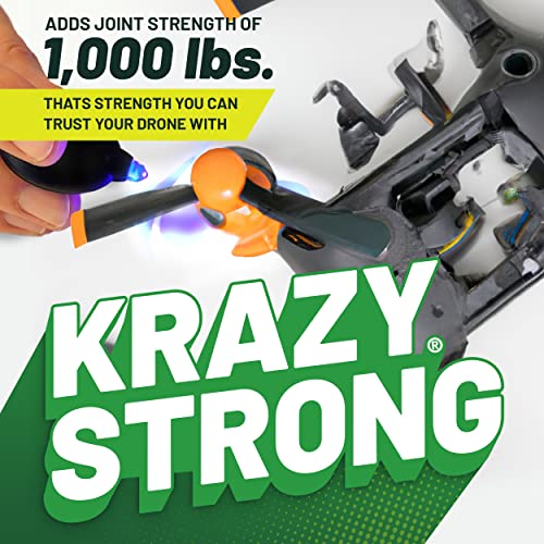 Krazy Fix Light Cure Super Glue with Fast Curing LED Light, 5 Second Bond, Repair Glue for Eyeglass Frames, Phone Cables, Costume Design and More, 0.14 oz