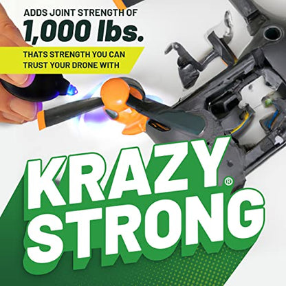 Krazy Fix Light Cure Super Glue with Fast Curing LED Light, 5 Second Bond, Repair Glue for Eyeglass Frames, Phone Cables, Costume Design and More, 0.14 oz