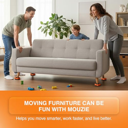 Heavy Duty Furniture Lifter & Moving Kit – Lift & Glide Couches, Beds, Appliances with Ease – 4 Roller Sliders (660 lbs Each), Adjustable Height Lifter, Carpet Adapters for All Floors