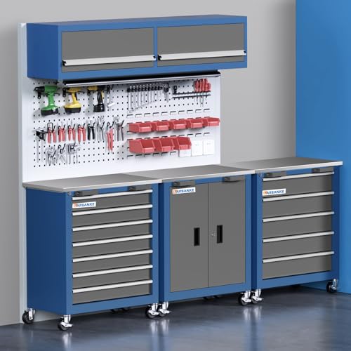 LARBANKE Tool Chest with Wheels and 4 Pad Feet,Tool Chest with 2 Doors and Adjustable Shelves,Lockable Steel Chest for Garage,Home and Office,can be Combined to Large Cabinet Set - style: 2 Door Rolling Tool Chest