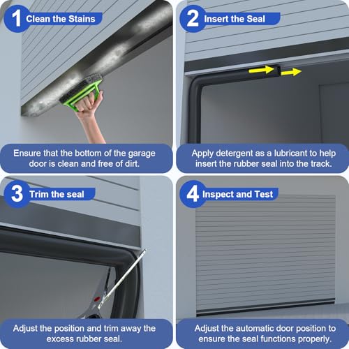 Premium Garage Door Bottom Seal - 20ft Weatherproof EPDM Rubber, Easy Install, Blocks Drafts/Rain/Rodents, Noise-Reducing & Energy Saving - color: with Track, size: 20 Ft