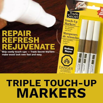Trade Secret Trio Touch-Up Markers, Wood Scratch Remover, Medium Tones, Furniture Repair Markers - color: Medium Tones