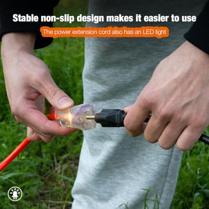 25FT Outdoor Extension Cord, Heavy Duty Extension Cord with 16/3 Gauge and 100% OFC Wire, Extra-Thick Insulation, Sturdy Jacket, Waterproof, Resistant to Heat and Cold for Home, Office, Outdoor