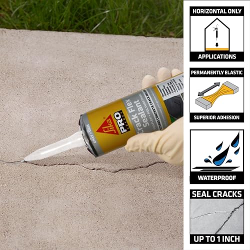 SIKA Sikaflex Crack Flex Sealant, Gray, High-Performance Textured Polyurethane, Self-Leveling, Waterproof Sealant for Horizontal Cracks Up to 1 in Wide, 10.1 fl oz, - size: Pack of 1