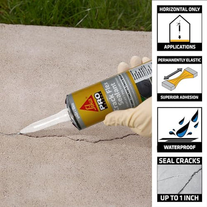 SIKA Sikaflex Crack Flex Sealant - Gray, High-Performance Polyurethane, Self-Leveling, Textured - Waterproof Seal for Horizontal Cracks - 10.1 fl. oz (Pack of 12) - size: 10.1 Fl Oz (Pack of 12)