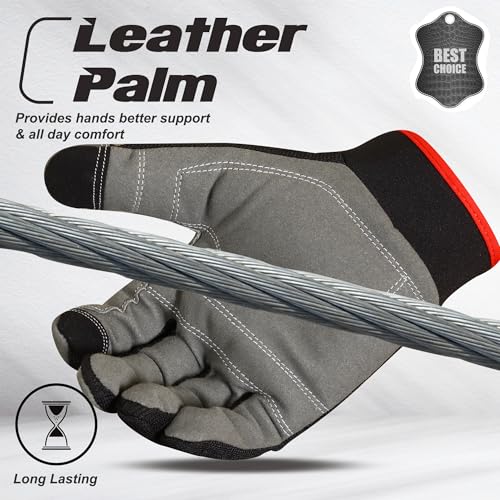 WFX Mens Work Gloves Utility Touch Screen Breathable Spandex Rigger Padded Working Mechanic Palm Safety Builder Gardening - size: Small