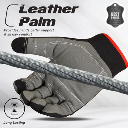 WFX Mens Work Gloves Utility Touch Screen Breathable Spandex Rigger Padded Working Mechanic Palm Safety Builder Gardening - size: X-Large