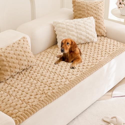 Mivnue Pet Couch Cover Dogs Washable Sofa Protector Non Slip Fuzzy Couch Pads Pet Friendly Dog Mat for Couches and Sofas - color: Brown, size: 27.6" x 70.9"