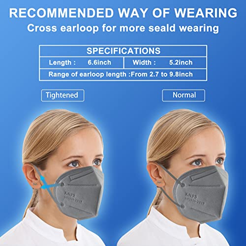 Hotodeal KN95 Face Mask 40 PCs, Grey KN95 Mask, 5 Layers Cup Dust Mask, for Men, Women, Healthcare Worker, Essential Workers - size: 40 Count (Pack of 1)