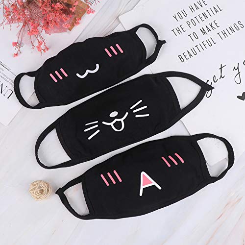 24pcs Kawaii Cotton Mask, Unisex - Black Cartoon Mouth Mask
