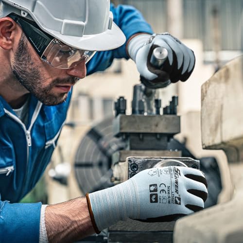 Schwer 6 Pairs Safety Work Gloves with Sandy Nitrile Coating, Extreme Fiber-Abrasion Resistance(Level 6-Certified) Heavy Duty Working Glove with Grip for Men Women, A2 Cut Glove, for Construction, XL - size: X-Large