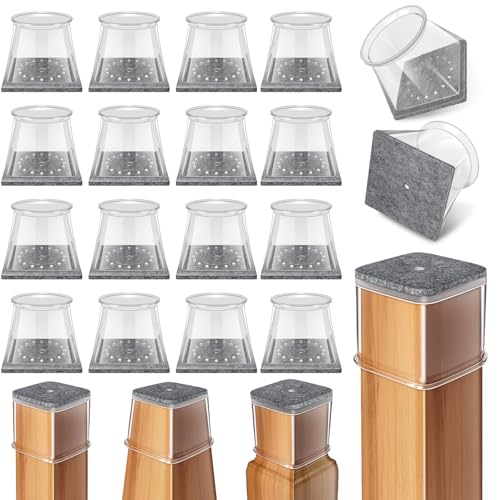 Ansible 24 Pcs Chair Leg Floor Protectors Square, Silicone Felt Furniture Leg Pads Caps Covers for Hardwood Floors (Fit:3/4" to 1-1/16") - color: Clear, size: Square M