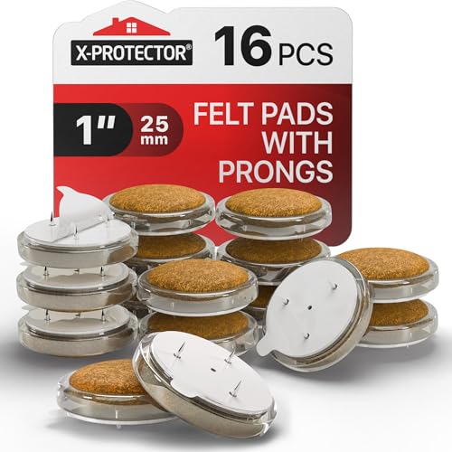 X-Protector Nail On Chair Leg Pads - 16 PCS 1" - Felt Chair Leg Floor Protectors - Nail in Felt Furniture Pads for Hardwood Floors - Premium Floor Protectors for Chairs - Protect Hard Surfaces! - size: 1in (FELT, 16 PCS)