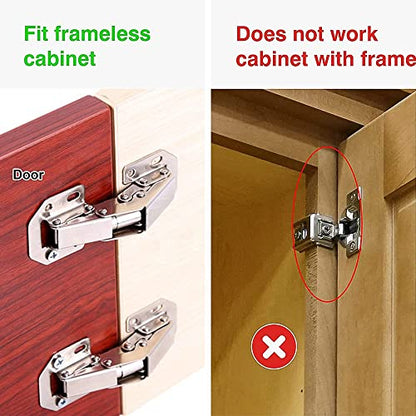 4-Pack Hidden Hinges for Cabinet Doors Frameless, Concealed Cabinet Hinges, 90 Degree Surface Mount Hinges - size: 4 Pack