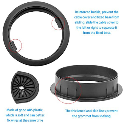 2 Pack 2 Inch Metal Desk Grommet for Wire Organizer, Black - color: Black-2Pack