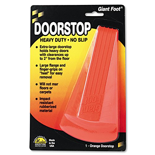 00965 Giant Foot Doorstop, No-Slip Rubber Wedge, 3-1/2w x 6-3/4d x 2h, Safety Orange