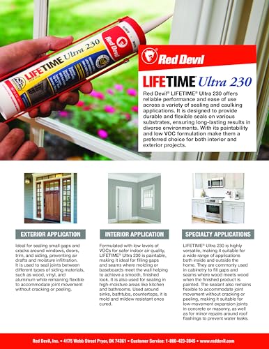 Red Devil 0705 Lifetime Ultra Premium Elastomeric Acrylic Latex Sealant, Clear, 5.5 oz, Pack of 12 - color: Clear, size: 5.5 oz, style: Pack of 12