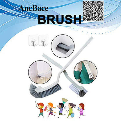 Bathroom Brushes Kitchen Cleaning Brush Set Toilet Bowl Brush Scrub Brush Home Cleaner Floor Stiff Bristles with Adhesive Hooks Plastic Handle Durable 13.5-Inch Deep Cleaning - color: White