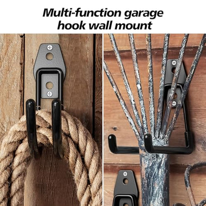 30 Pack Heavy Duty Garage Hooks,Solid Steel Wall Mount Hangers,with Anti-Slip Coating,for Hanging and Organising Ladder,Bike,Ropes,Broom,Garden,Yard and Power Tools - color: 30 Pack Black