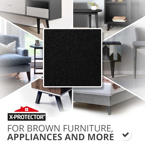 X-Protector Premium Felt Furniture Pads - 20 PCS 6 x 1/2" - Black Rectangular Pads with Tenacious Adhesive - Protects Hardwood, Laminate & Tile Floors - size: 6 x 1/2" 20 Black, Strips