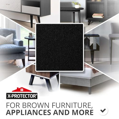 X-Protector Premium Felt Furniture Pads - 20 PCS 6 x 1/2" - Black Rectangular Pads with Tenacious Adhesive - Protects Hardwood, Laminate & Tile Floors - size: 6 x 1/2" 20 Black, Strips