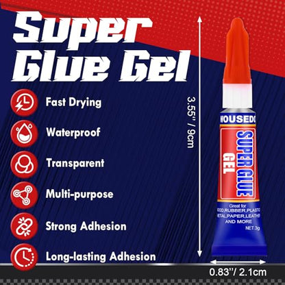 48 x 3g Super Glue Gel, Fast Strong Adhesive, Strong Cyanoacrylate (CA) Glue for Plastic, Metal, Ceramic, Leather, Wood, DIY Crafts and More – Quick Dry, Thick Formula, All-Purpose Instant Bond - size: Pack of 48, style: Gel
