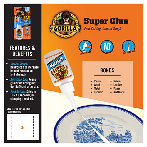 Gorilla Super Glue 15 Gram, Clear - size: 1 - Pack