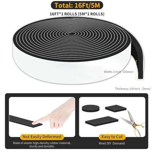 Weather Stripping Door Seal Strip,Air Conditioner Window Seal,Insulation Tape Roll for Insulating Door Frame, Window, Air Conditioner,Self Adhesive Sealing Weatherstrip (Black, 1 in x 1/8 in x 16 Ft) - size: 1 In x 1/8 In x 16 Ft