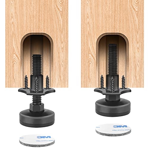 Anwenk Adjustable Leveling Feet Furniture Levelers Table Feet Heavy Duty Leg Levelers for Cabinets Sofa Tables Chairs,Support 1320LBs, T-Nut Kit 3/8”-16 Thread, Large Base- 8 Pack, Black - color: Black-8p-t Nut