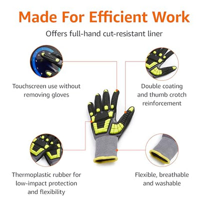 Amazon Basics Safety Work Gloves, Cut Level A1, Abrasion ANSI Level A4, Impact Resistant, Touch Screen Friendly, 15G Sandy Nitrile Palm, Yellow, Size X-Small, Pack of 120 Pairs - size: X-Small